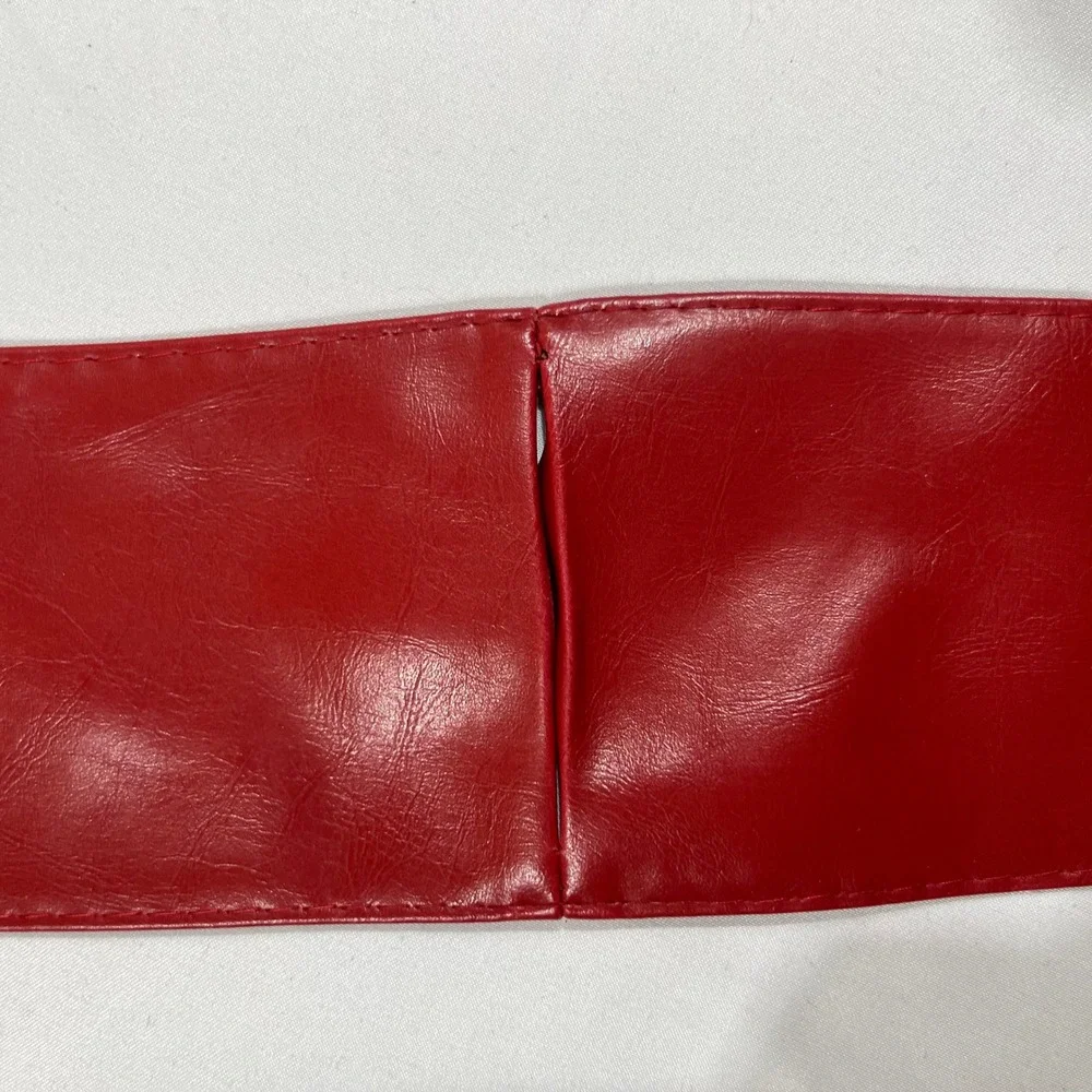 Wrap Around Tie Obi Belt Women Red Faux Leather Wide Cinch 84 Inch